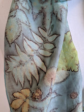 Silk Habotai Indigo Dyed and Eco-Printed Scarf
