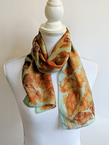 Silk Habotai Indigo dyed & Onion Printed