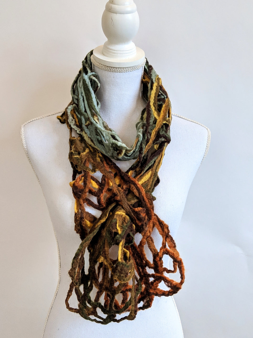 Lacey Earthtone felted scarf