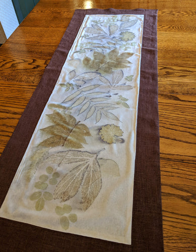 Raw Silk & Linen Eco Printed Table Runner