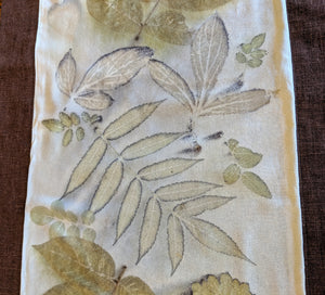 Raw Silk & Linen Eco Printed Table Runner