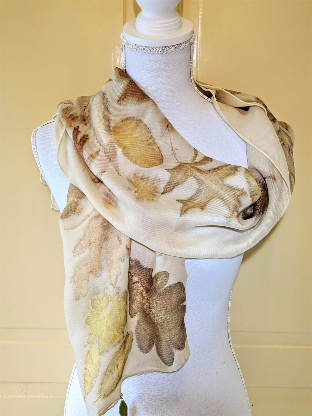 Merino Wool & Silk Naturally Dyed & Eco-Printed Scarf