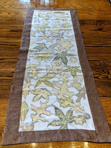 Raw Silk & Pure Linen Botanically Printed Table Runner