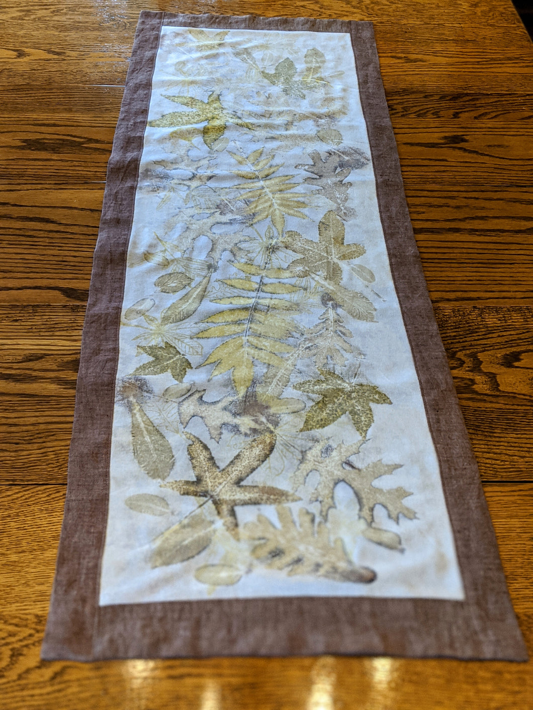 Raw Silk & Pure Linen Botanically Printed Table Runner