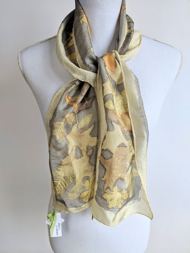 Naturally dyed eco print scarf