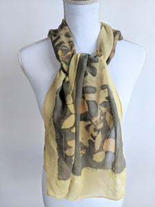 Silk Chiffon Naturally Dyed and Eco-Printed Scarf