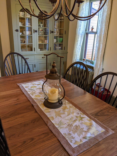 Raw Silk & Pure Linen Botanically Printed Table Runner